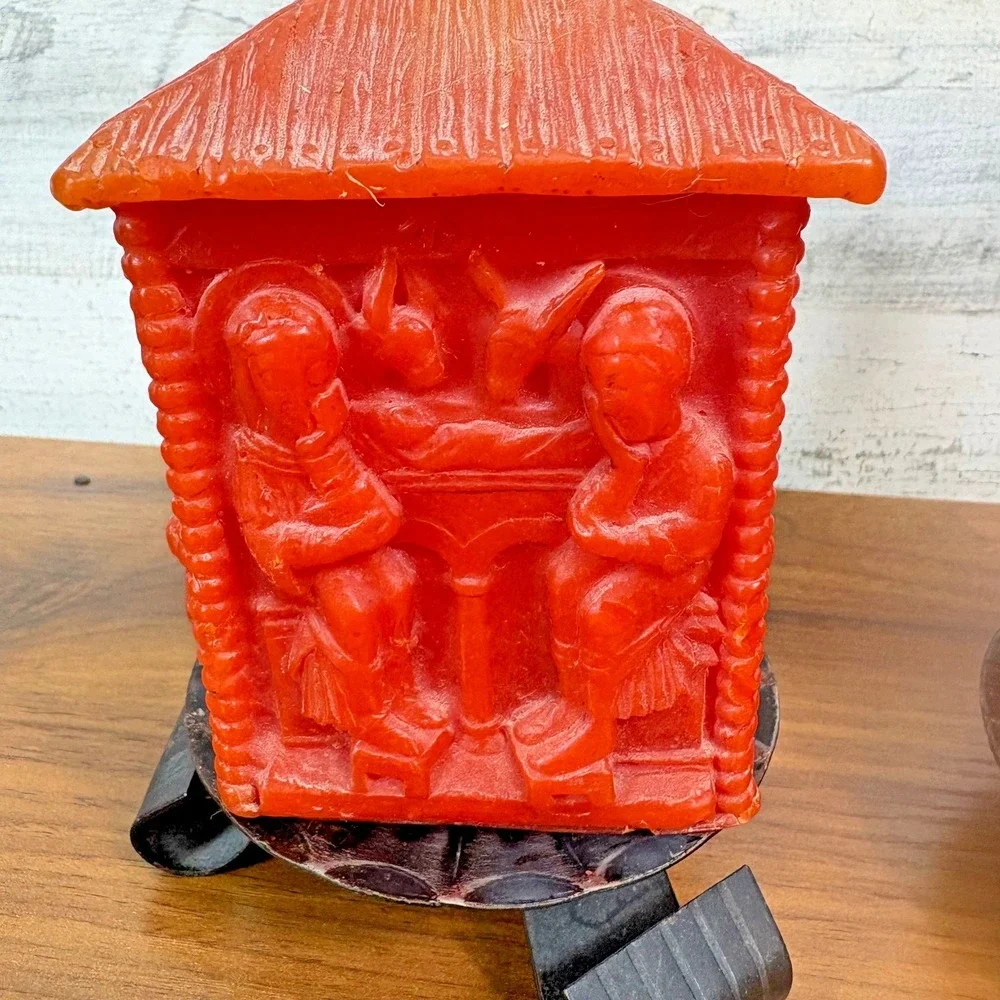 Vintage German Johann Gunter Walldurn Baden Carved Candle Pillar Lot of 2